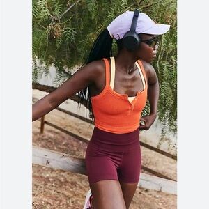 NWOT Free People Movement All Clear Scrunched Henley Tank